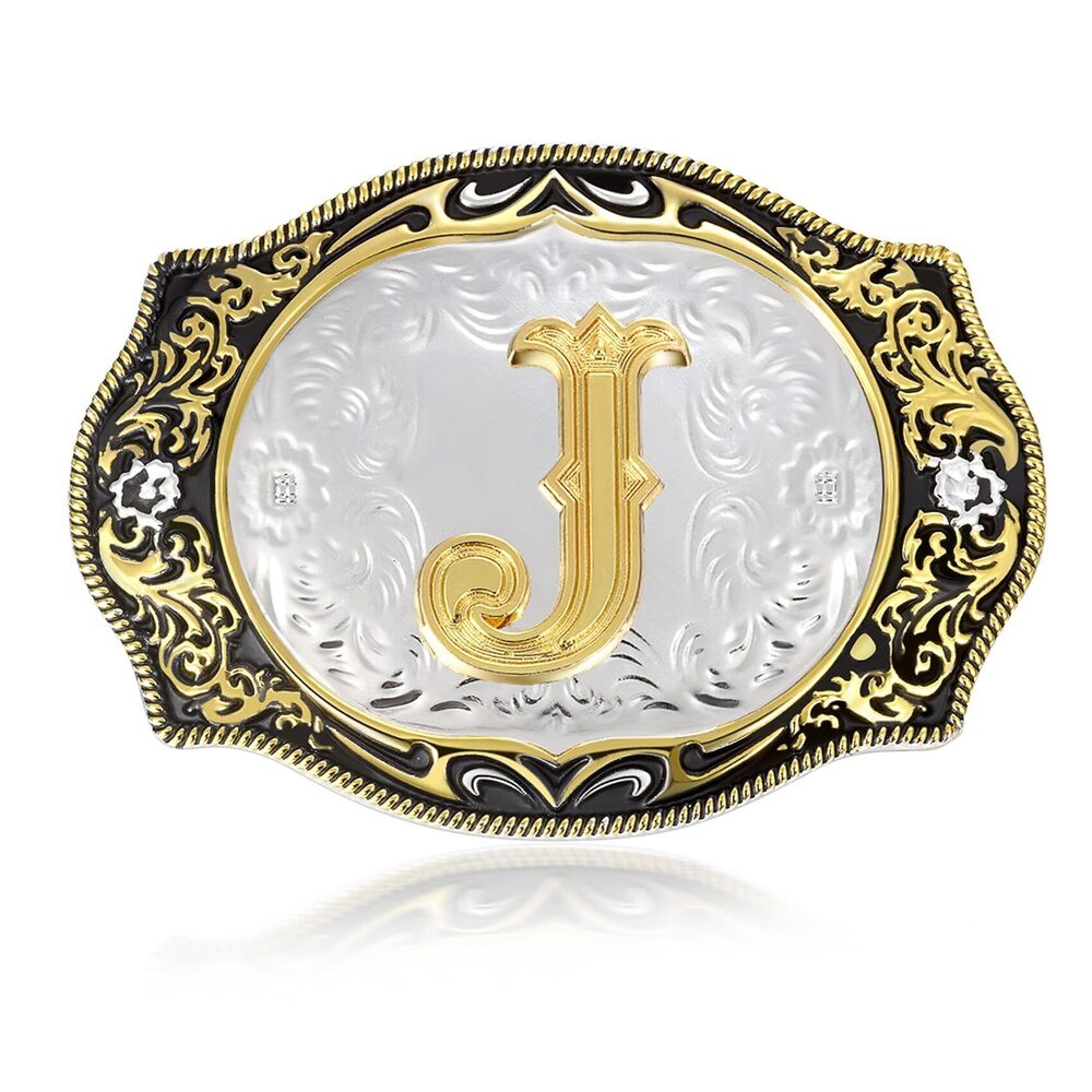 5260 Western Initial Letters Belt Buckle ABCDEFG to XYZ Golden Alphabet